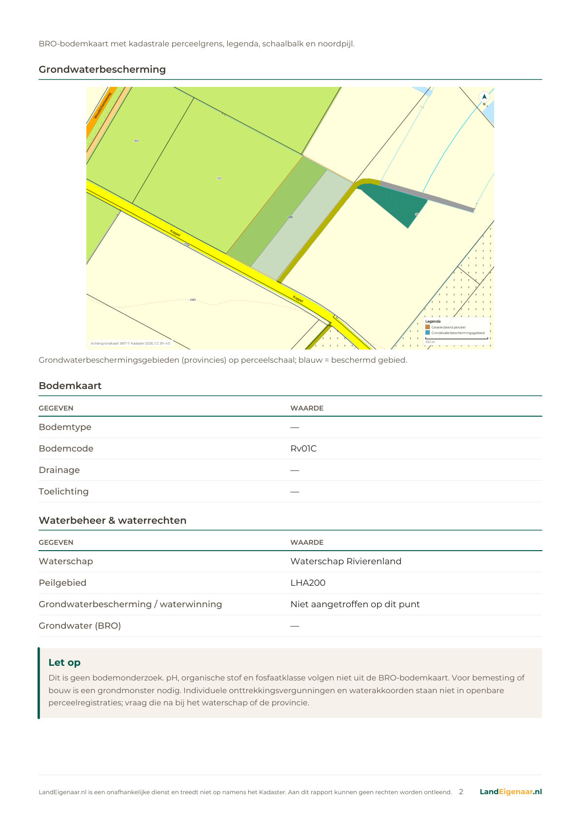 Voorbeeld pagina 2: Bodem & waterrapport