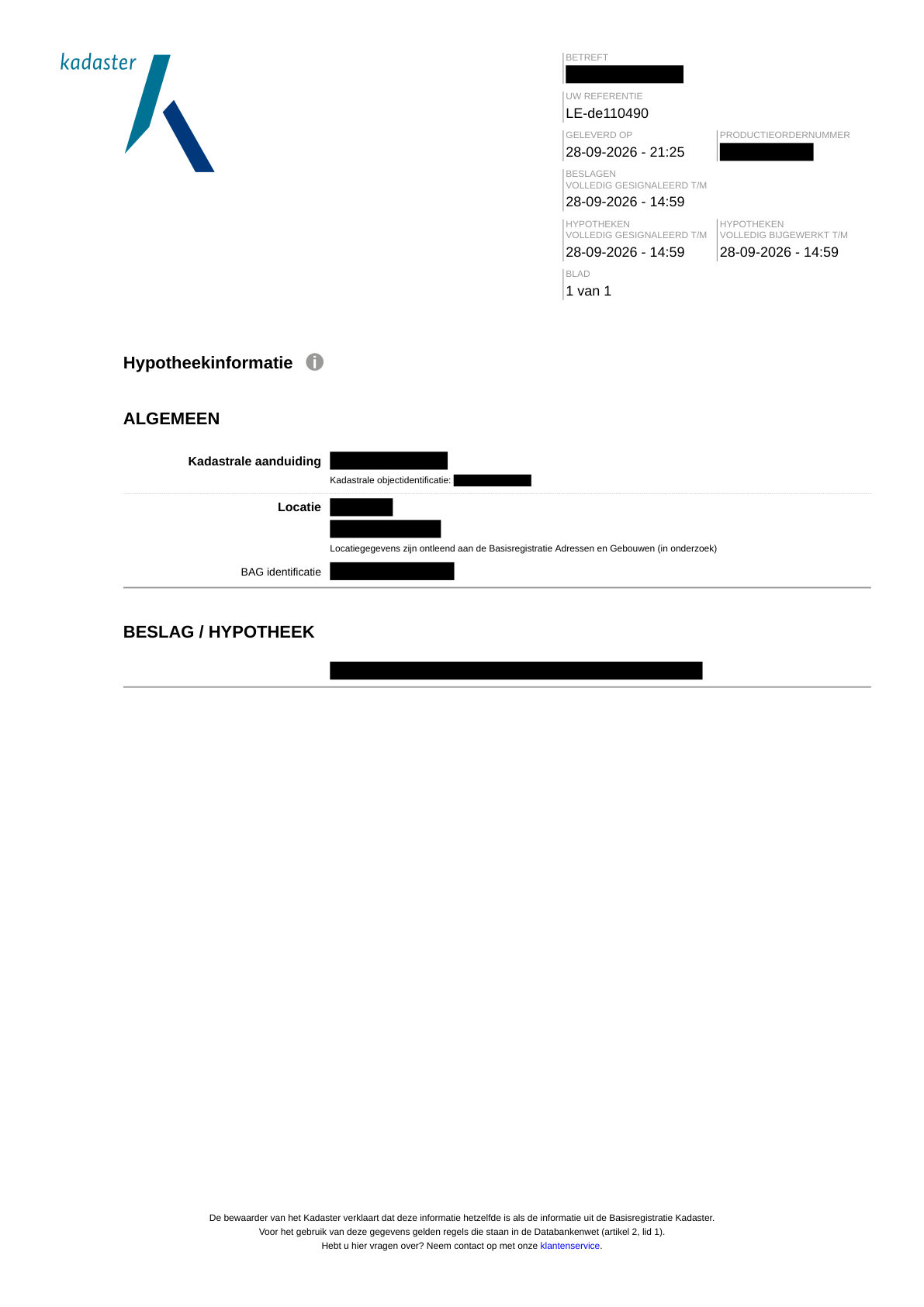Voorbeeld pagina 1: Hypotheekinformatie rapport
